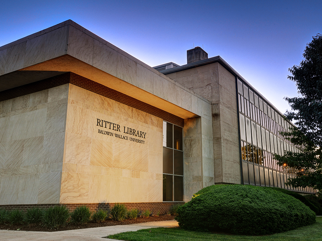 outside view of Ritter Library with trees